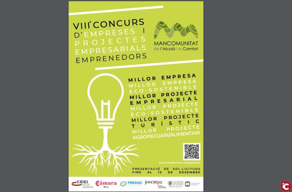 La Mancomunitat de lAlcoià i el Comtat convoca la huitena edició del Concurs dEmpreses i Projectes Empresarials Emprenedors