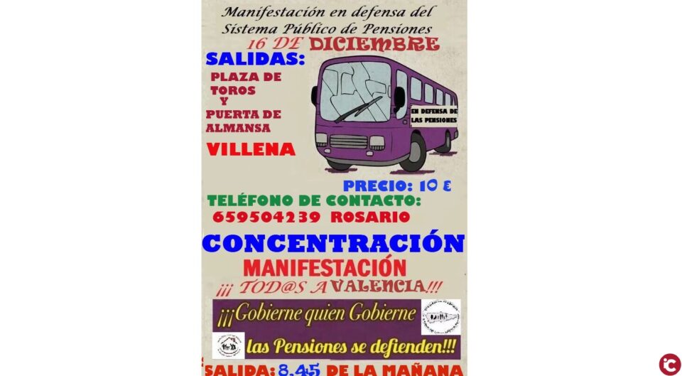 La plataforma local de Villena se suma a la movilización convocada por la Coordinadora Estatal por la Defensa del Sistema Público de Pensiones COESPE