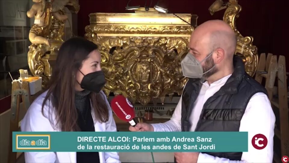 L'Associació de Sant Jordi ha iniciat els treballs de restauració i conservació de landa processional de la imatge eqüestre de Sant Jordi.