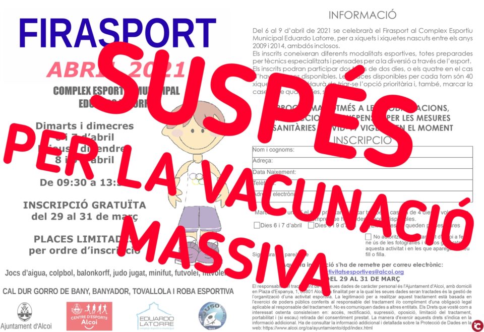 Se Suspén Firasport perquè el Complex Esportiu Eduardo Latorre acollirà la vacunació massiva
