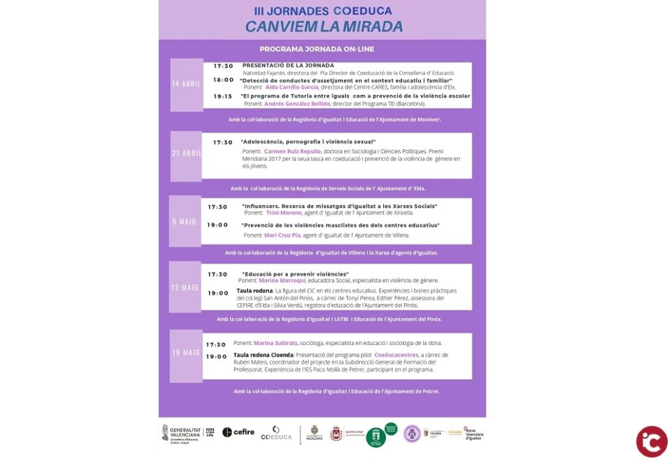 Monòver collabora amb el CEFIRE dElda en les III Jornades COEDUCA Canviem la Mirada