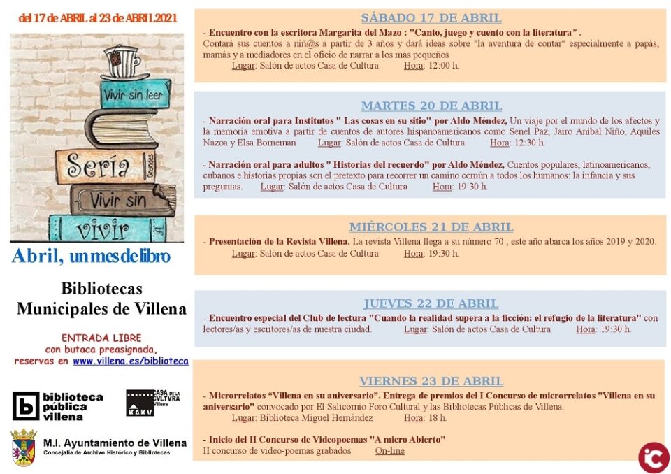 Las Bibliotecas Públicas Municipales arrancan su ciclo de actividades en conmemoración del Día del Libro