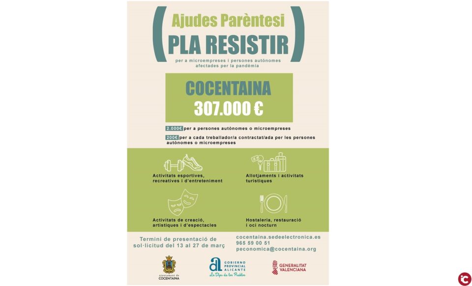 LAjuntament de Cocentaina aprova les primeres ajudes Parèntesi del Pla Resistir