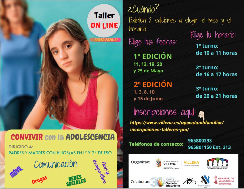 La UPCCA de Villena convoca los cursos de apoyo a familias con adolescentes