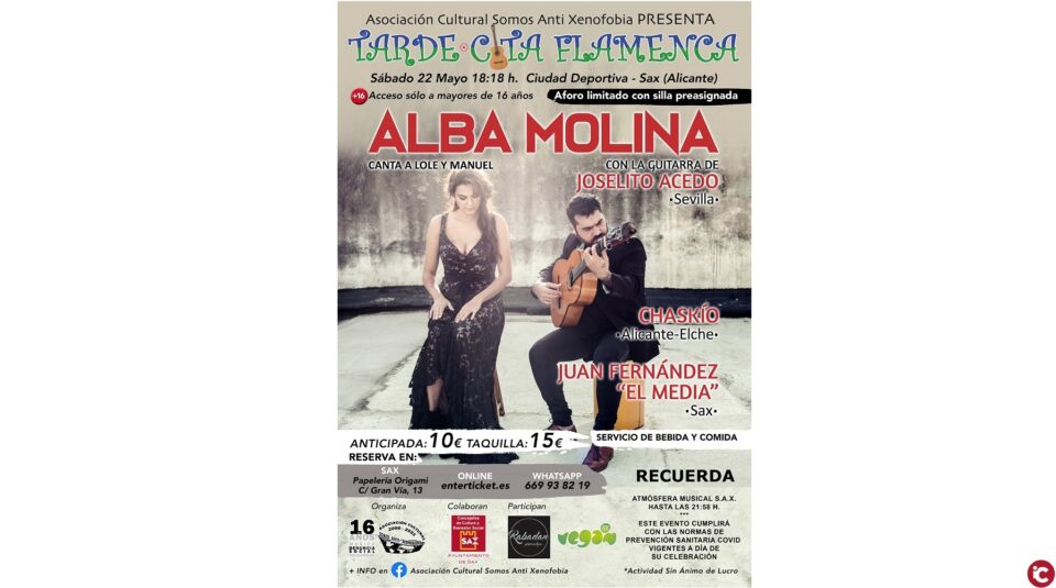 Llega a Sax una Tarde-Cita Flamenca de lujo con Asociación Cultural Somos Anti Xenofobia