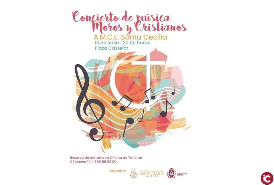 La AMCE Santa Cecilia ofrecerá el domingo 13 de junio un concierto de música festera para rememorar los Moros y Cristianos de Elda