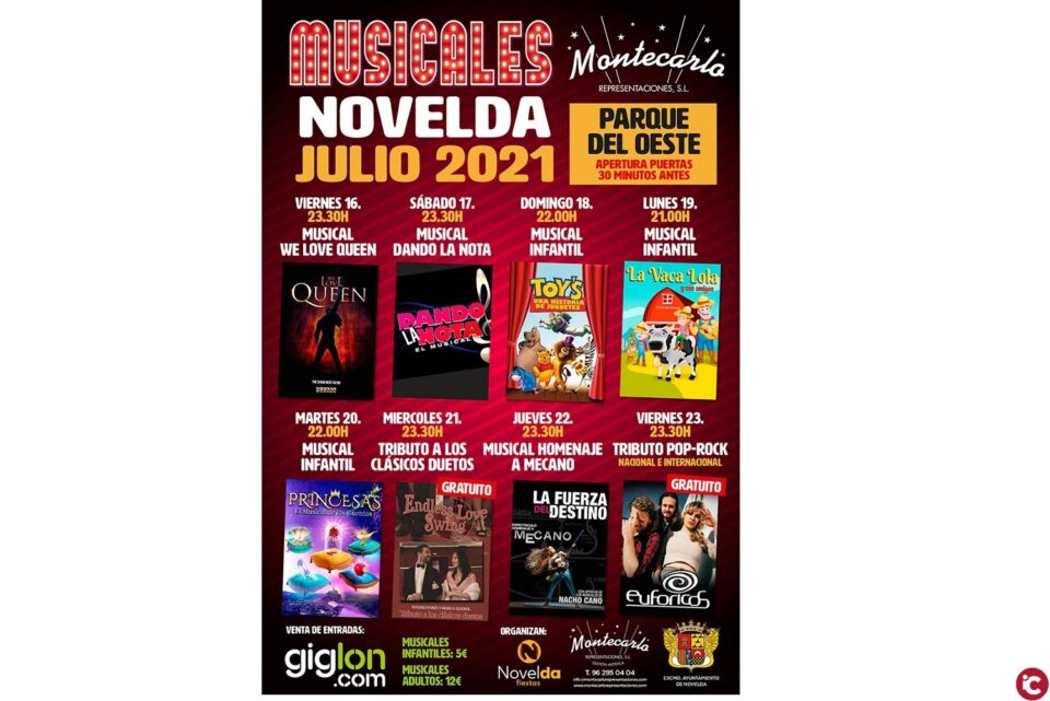 El Parque del Oeste acogerá Musicales Novelda 2021