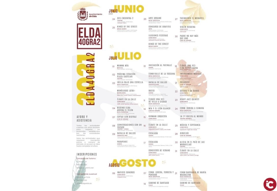 Elda 40Gra2 regresa este verano a las calles y plazas de la ciudad con un amplio calendario de actividades y eventos de ocio y de cultura