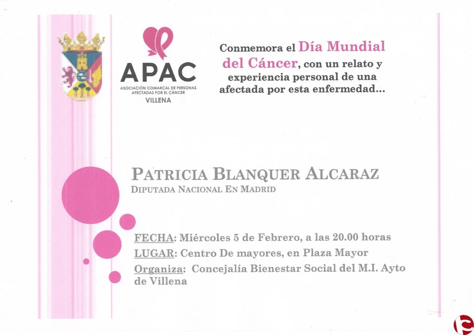 ACTIVIDAD APAC: DÍA MUNDIAL DEL CÁNCER (4 FEBRERO)