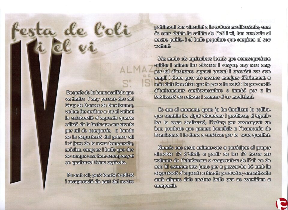 El Grup de Danses Beneixama ha organizado la Festa de l´oli i del vi.