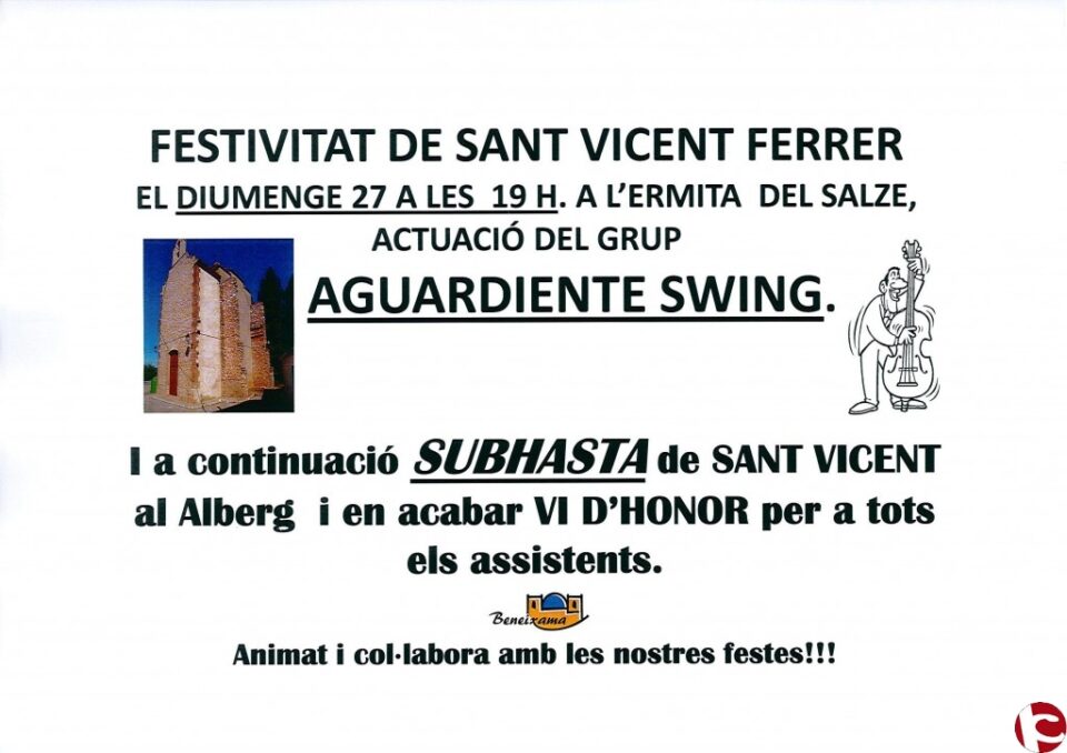 Actuación musical de Aguardiente Swing en la ermita de S. Vicente Ferrer de El Salze