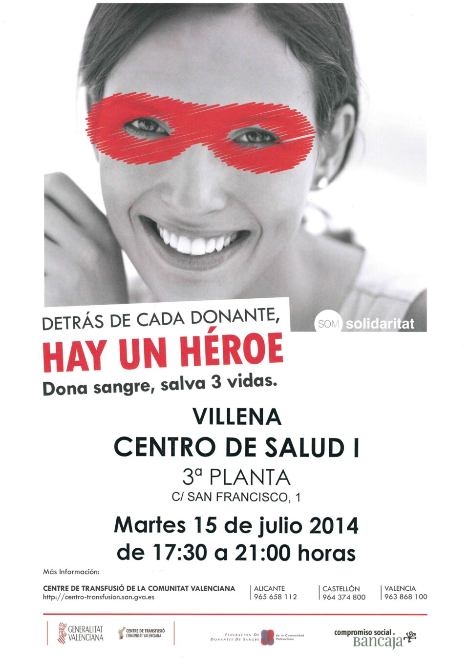 El día 15 de julio hay donación de sangre en el Centro de Salud I de Villena
