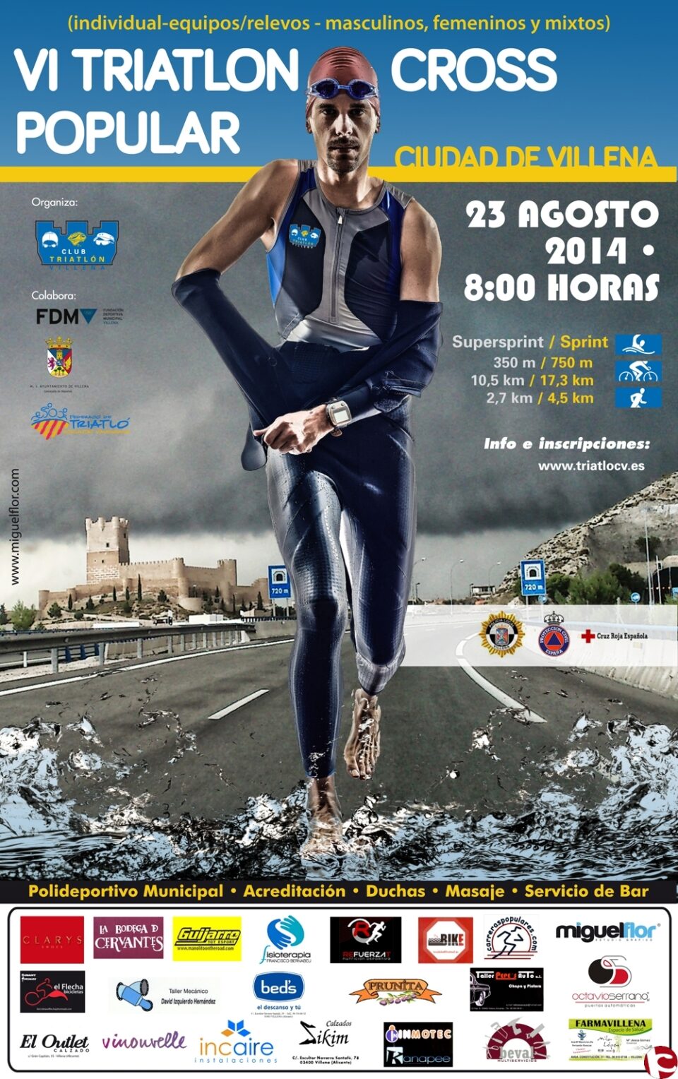 El sábado 23 de agosto regresa el VI Triatlón Cross Popular Ciudad de Villena al Polideportivo Municipal