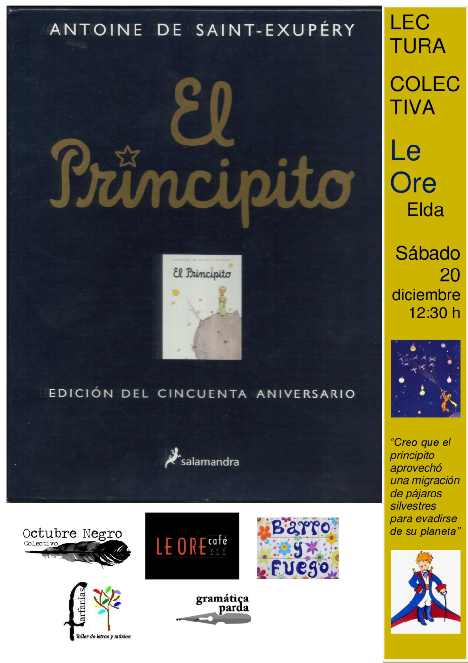 Lectura conjunta de "El principito" a las 12:30 horas