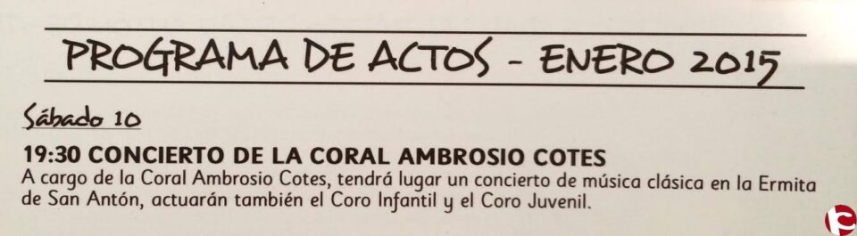 Concierto Coral Ambrosio Cotes dentro de los actos de la festividad de San Antón