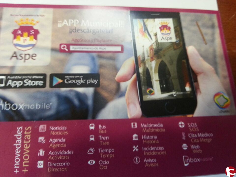 EL AYUNTAMIENTO DE ASPE PONE EN MARCHA UNA APLICACIÓN PARA MÓVIL CON TODA LA INFORMACIÓN SOBRE EL MUNICIPIO