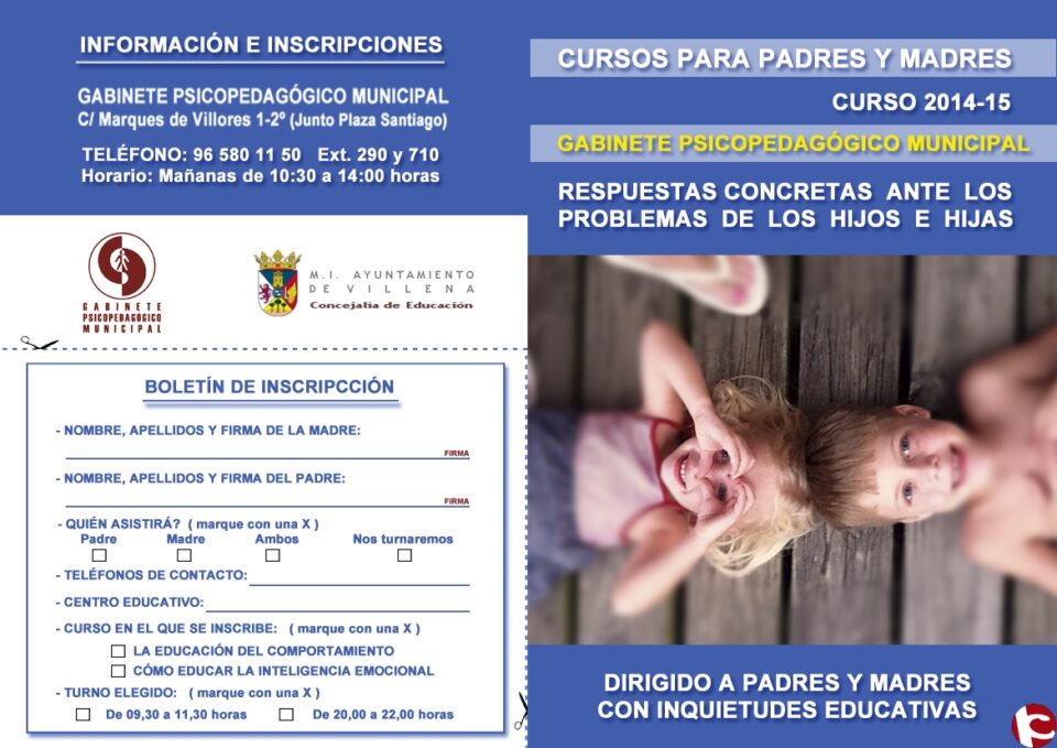El viernes finaliza el plazo de inscripción a los cursos para padres y madres