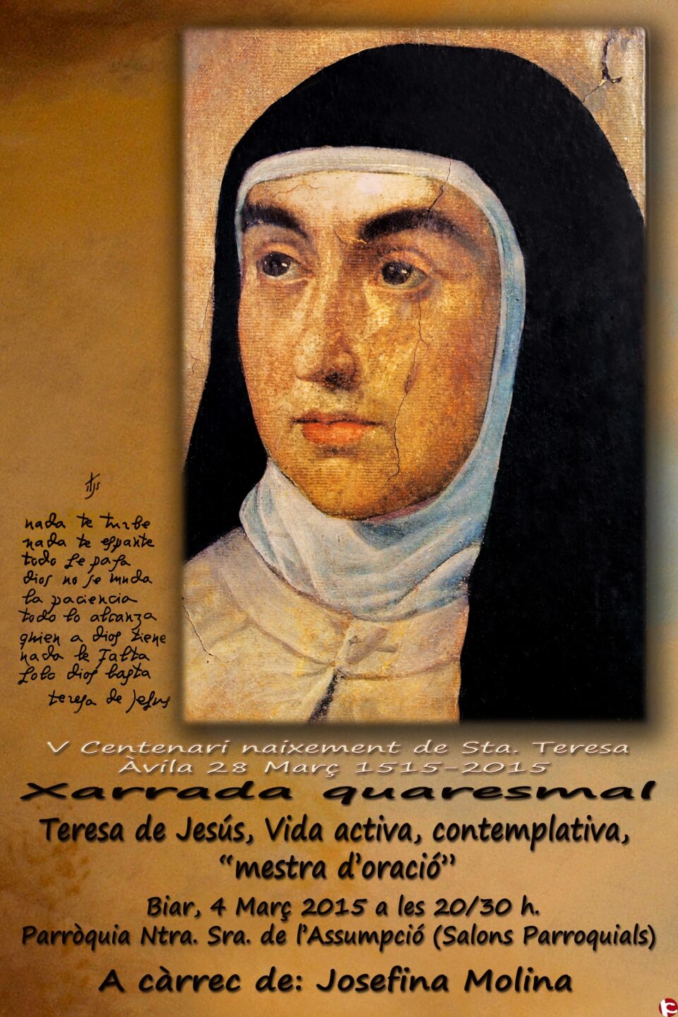 Xarrada sobre la vida i l´obra de Santa Teresa de Jesús en el V Centenari del seu naixement