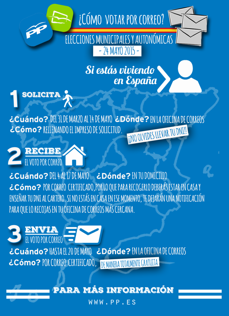 Instrucciones para votar por correo en las siguientes elecciones municipales y autonómicas