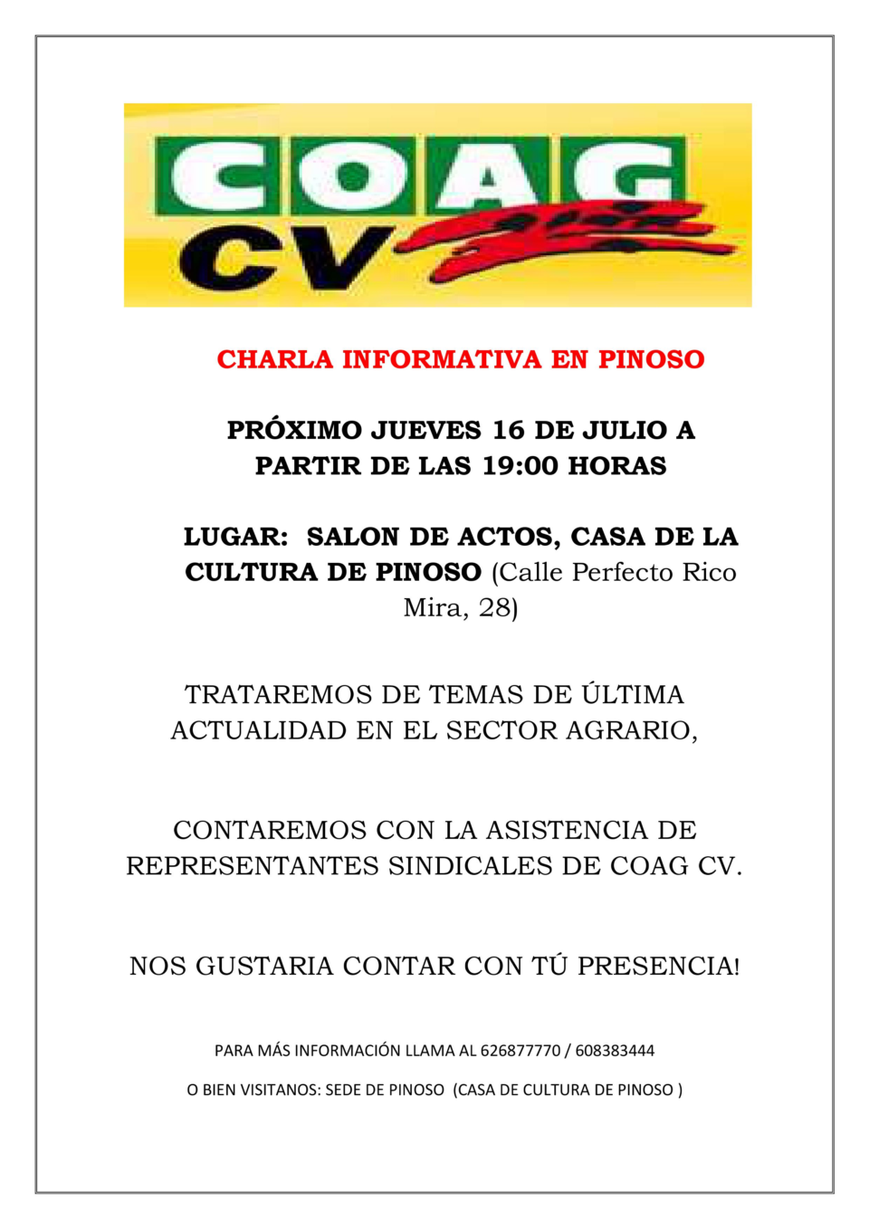 Charla Informativa COAG Comunitat Valenciana