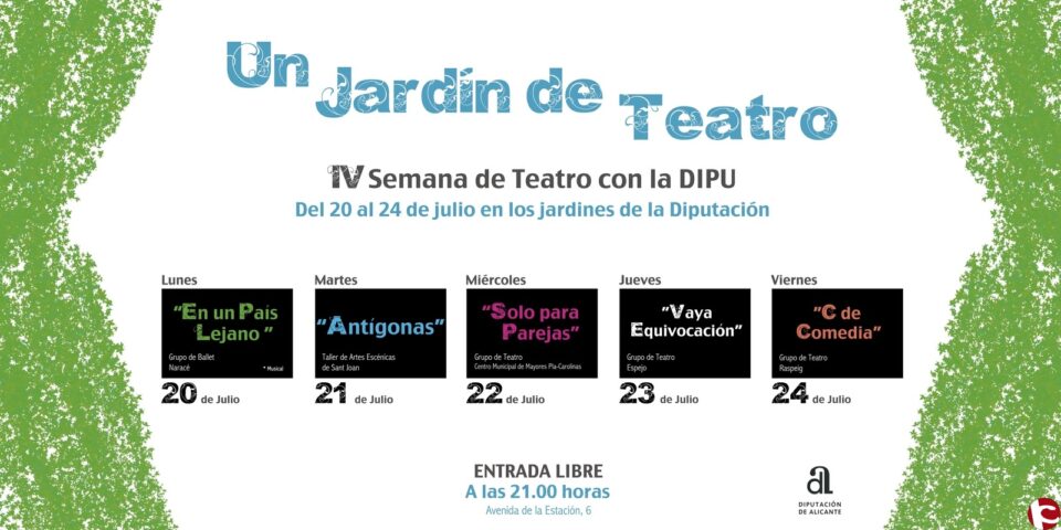Los jardines del Palacio Provincial amenizarán a partir del lunes las noches de verano con un ciclo dedicado al teatro