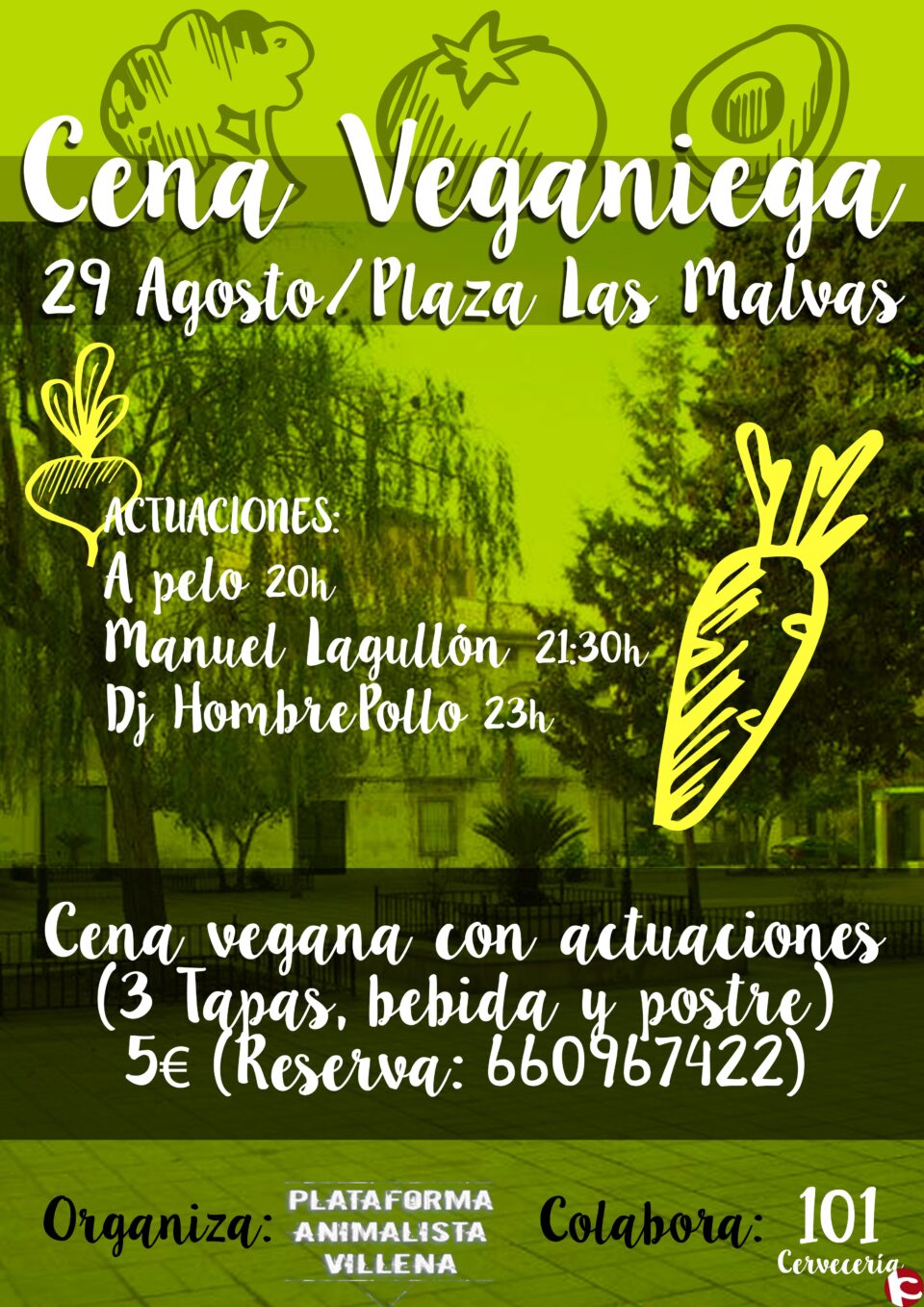 CENA "VEGANIEGA" EN LA PLAZA DE LAS MALVAS organizada por la Plataforma Animalista de Villena