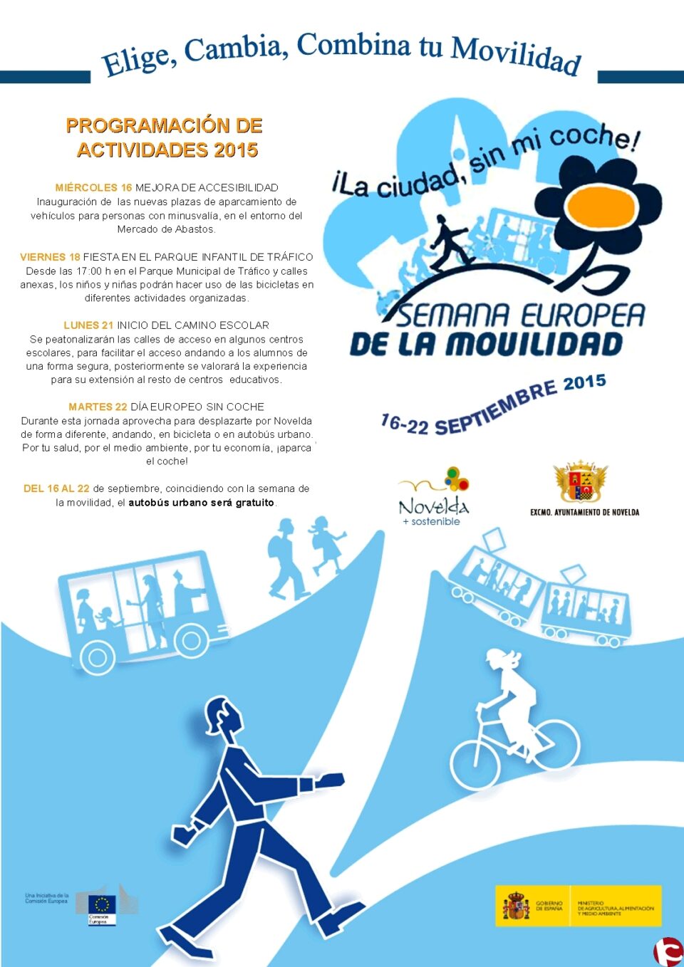 El Ayuntamiento de Novelda se suma un año mas a la iniciativa de la Comisión Europea de la Semana de la Movilidad y el día Europeo sin coche