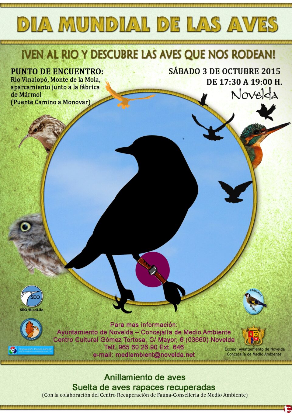El Ayuntamiento de Novelda celebrará el próximo sábado 3 de octubre el día mundial de las aves