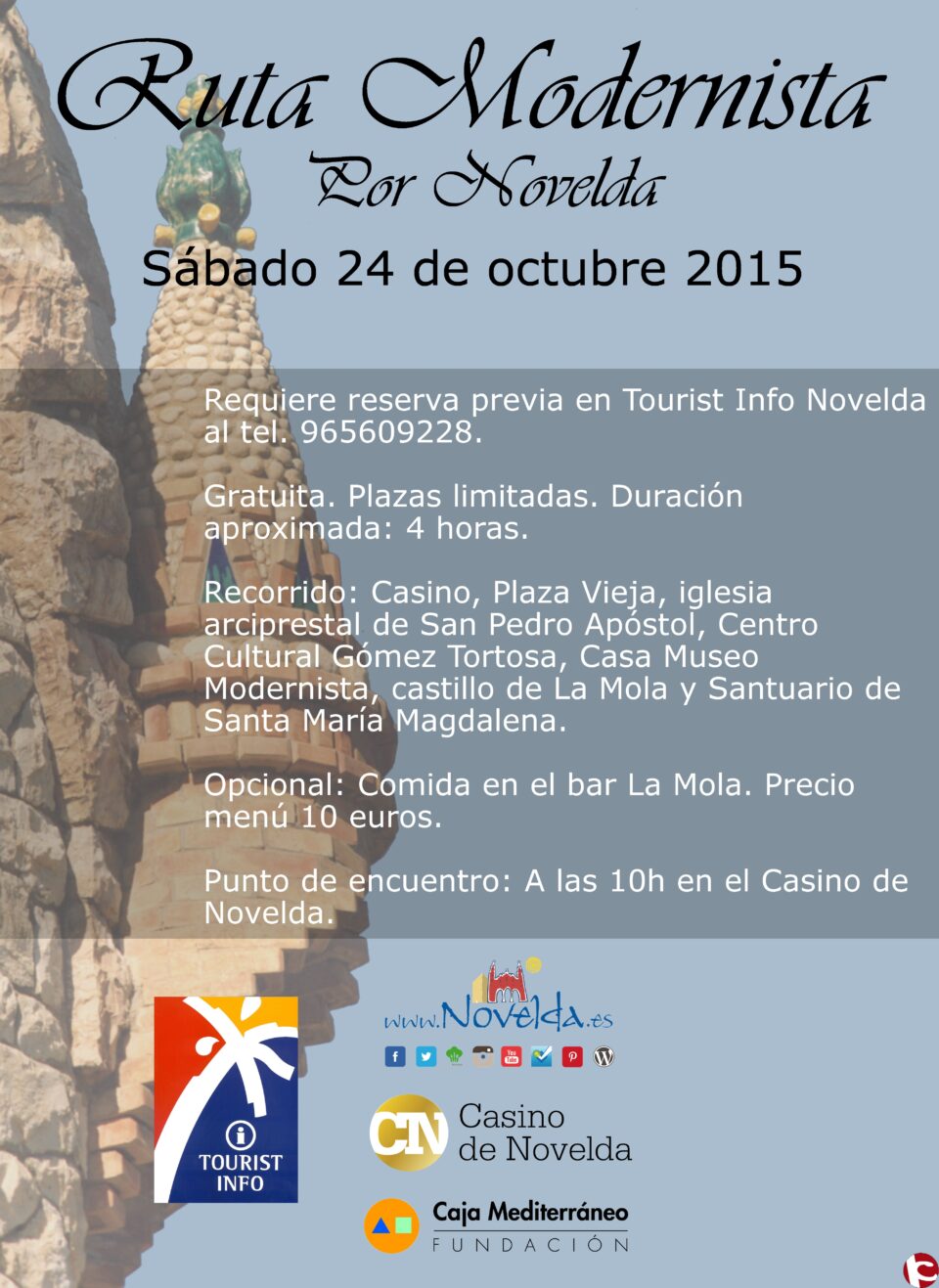 La Concejalía de Turismo organiza una Ruta modernista guiada y gratuita para el sábado 24 de octubre.