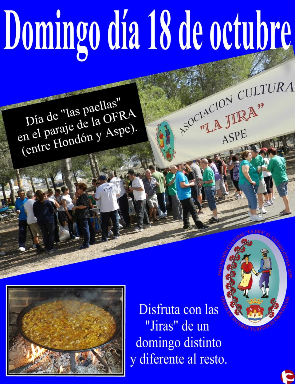 Próxima actividad de la Asociación Cultural La Jira - El Último Jueves que se va a celebrar este domingo día 18 en el paraje de la Ofra.