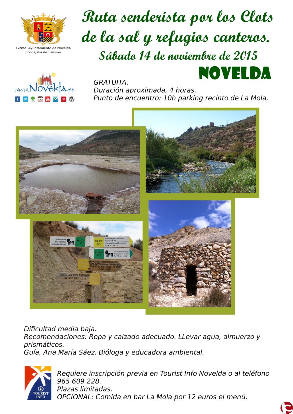 La Concejalía de Turismo organiza una ruta senderista guiada y gratuita por los refugios canteros y clots de la sal de Novelda.