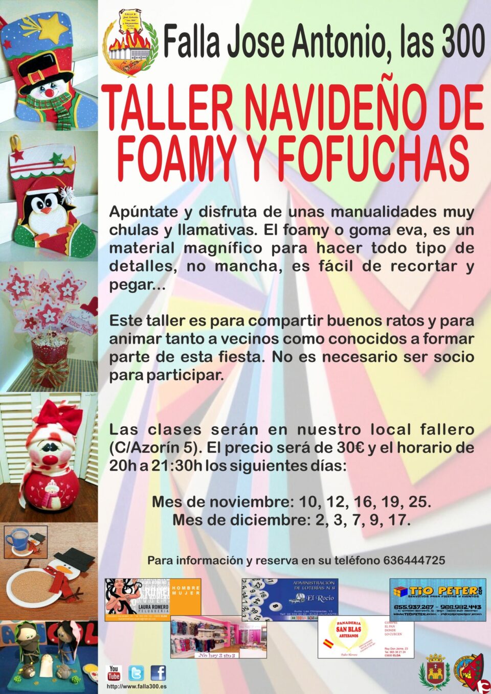 La Falla Las 300 organiza un Taller navideño de foamy y fofuchas