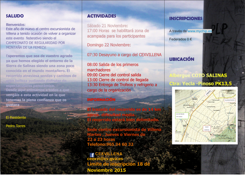 El centro Excursionista de Villena organiza el Campeonato de regularidad por montaña de la Comunidad Valenciana FEMECV