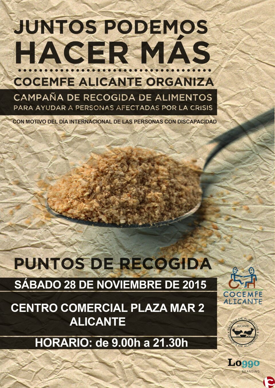 COCEMFE Alicante se une a la gran campaña de recogida de alimentos en la provincia de Alicante