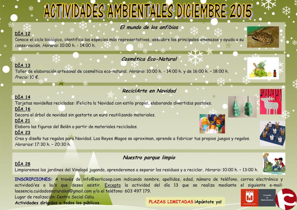 Programación de Medio Ambiente para estos días de Navidad