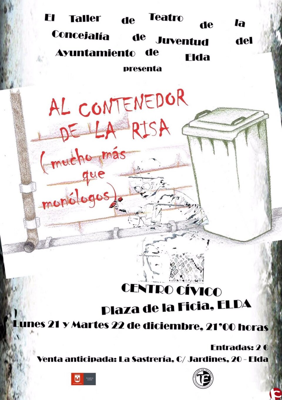 El Taller de Teatro de Juventud organiza dos sesiones de monólogos bajo el título Al contenedor de la risa