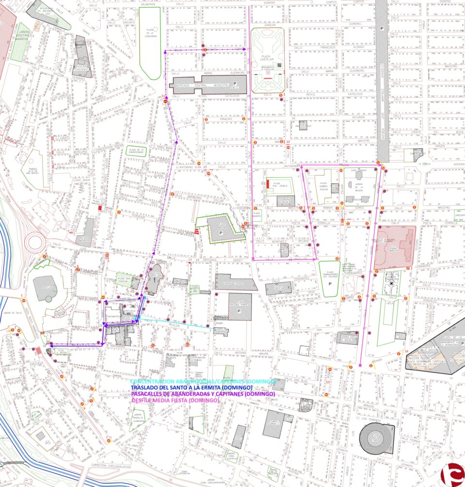 Calles cortadas al tráfico Desfile Media Fiesta Elda (24 de enero)