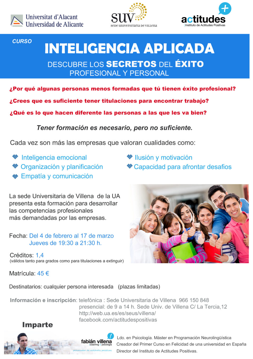 CURSO: "INTELIGENCIA APLICADA. DESCUBRE LOS SECRETOS DEL ÉXITO PROFESIONAL Y PERSONAL"
