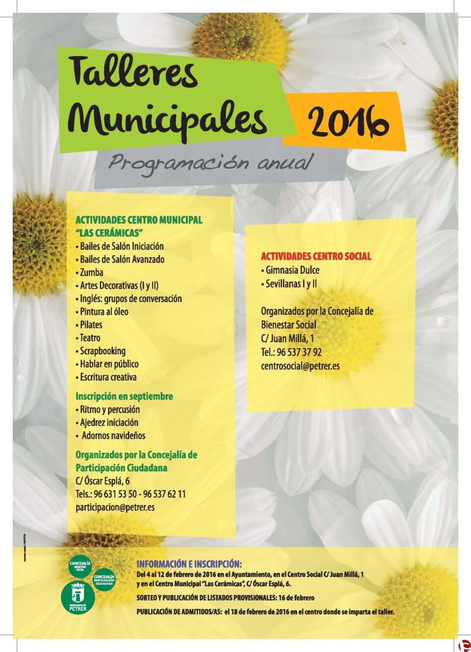 Pura Díaz informa de la oferta de Talleres Municipales de Ocio y TIempo Libre que se han preparado desde la Concejalía de Participación Ciudadana
