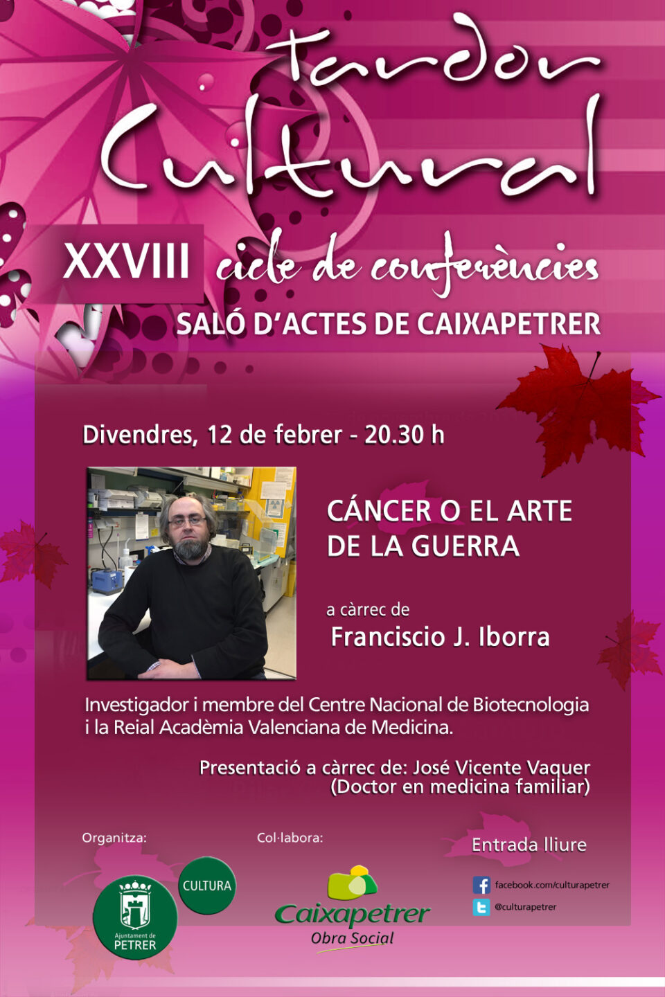 El reputado investigador Francisco Iborra cerrará el XXVIII Ciclo de Conferencias Otoño Cultural de Petrer