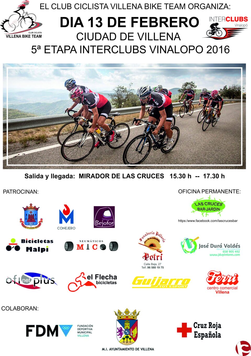 CARRERA CICLISTA EN VILLENA. 5ª ETAPA INTERCLUBS VINALOPÓ 2016