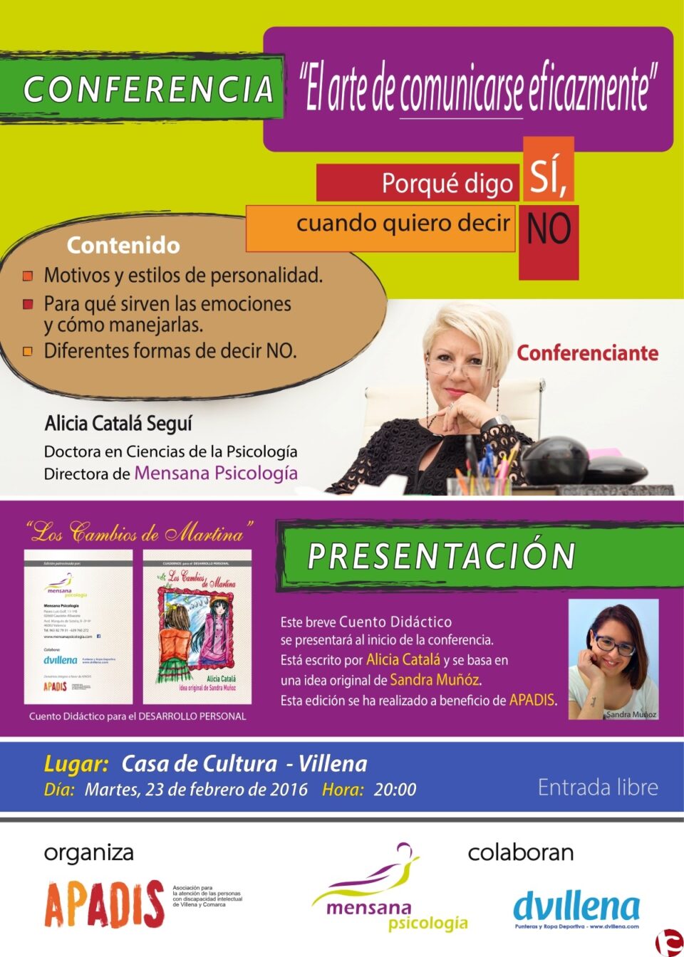 CONFERENCIA PRESENTACIÓN DE ALICIA CATALÁ ORGANIZADA POR APADIS