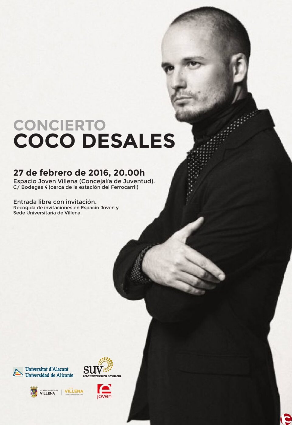 El 27 de febrero en el Espacio Joven de Villena "CONCIERTO: "COCO DESALES"