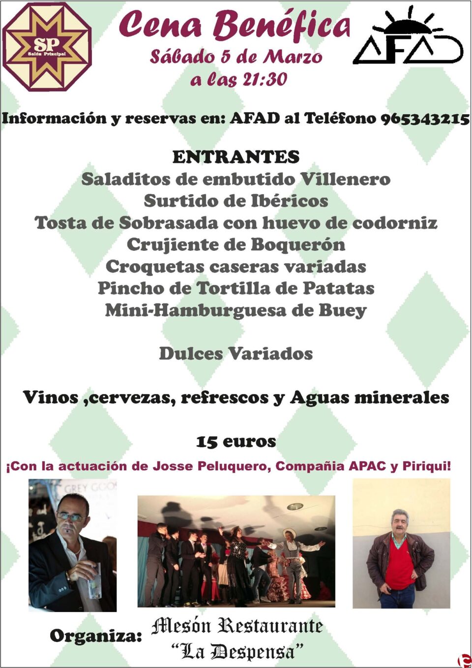 AFAD organiza una Cena benéfica el próximo 5 de marzo