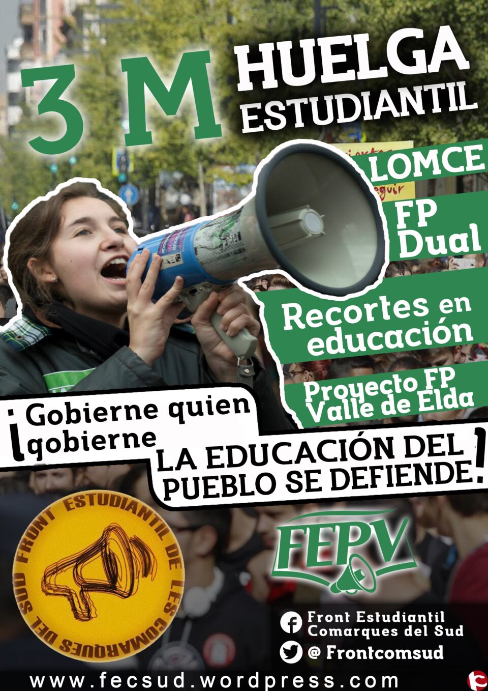 El Front Estudiantil de Les Comarques del Sud convoca una Huelga Estudiantil el 3 De Marzo