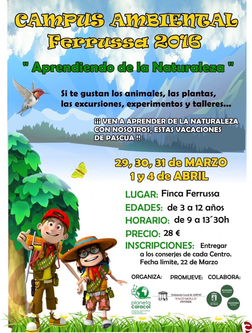 La Finca Ferrusa acogerá actividades para los más pequeños en Semana Santa