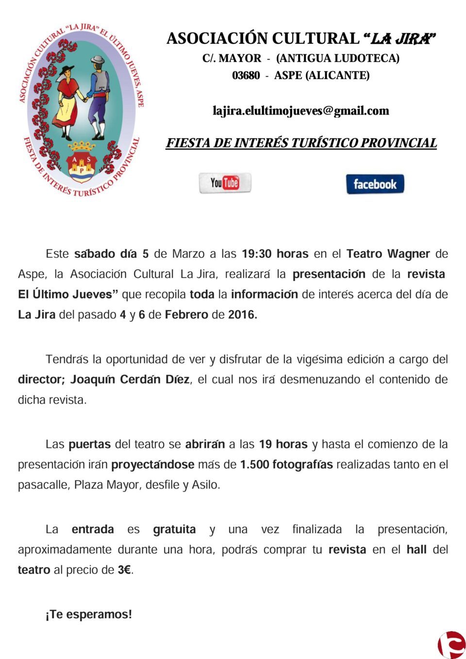 Este sábado a las 19:30 horas se presenta la revista El Último Jueves en el Teatro Wagner de Aspe