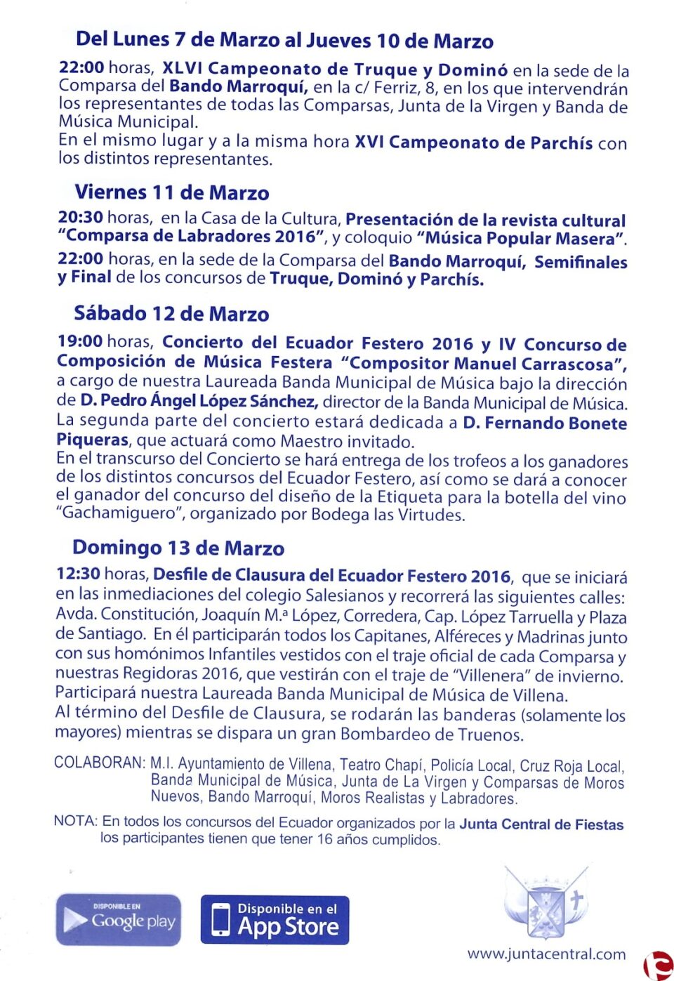 Esta noche se entregará la Medalla de Oro de la ciudad a la Junta Central de Fiestas de Villena
