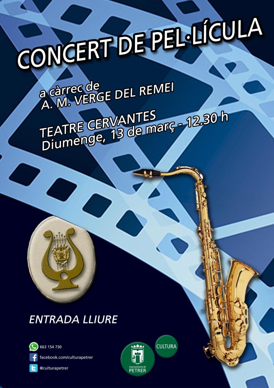La Asociación Musical Virgen del Remei ofrece un concierto de película en el Teatro Cervantes