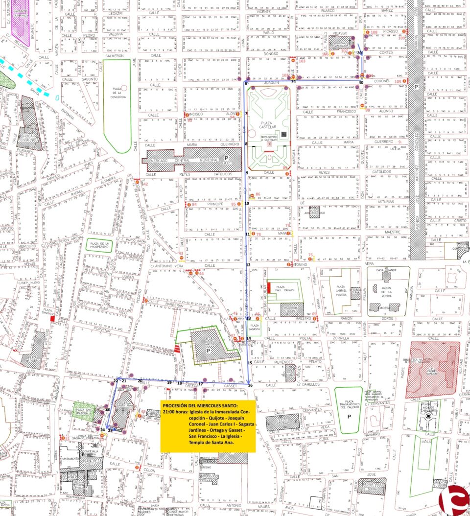 INFORMANDO DEL CORTE DE CALLES PROCESION MIERCOLES SANTO